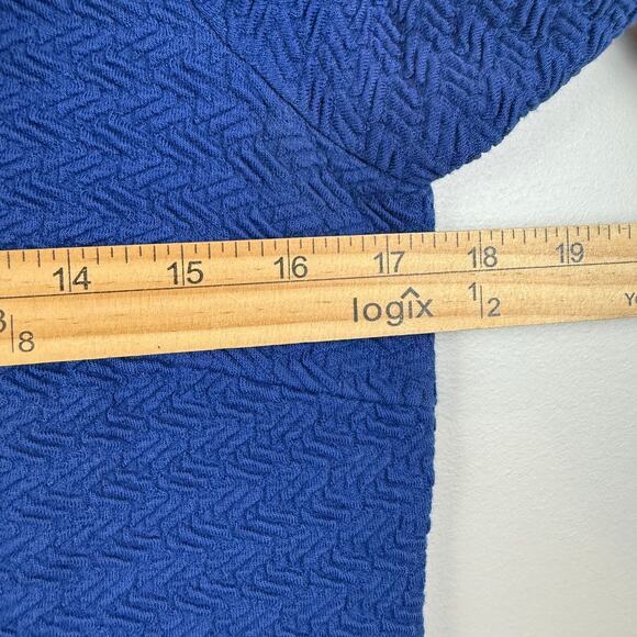 Ganni Anthropologie Lousa Shift Dress Women's Small Cobalt Blue Textured Knit - Picture 7 of 8